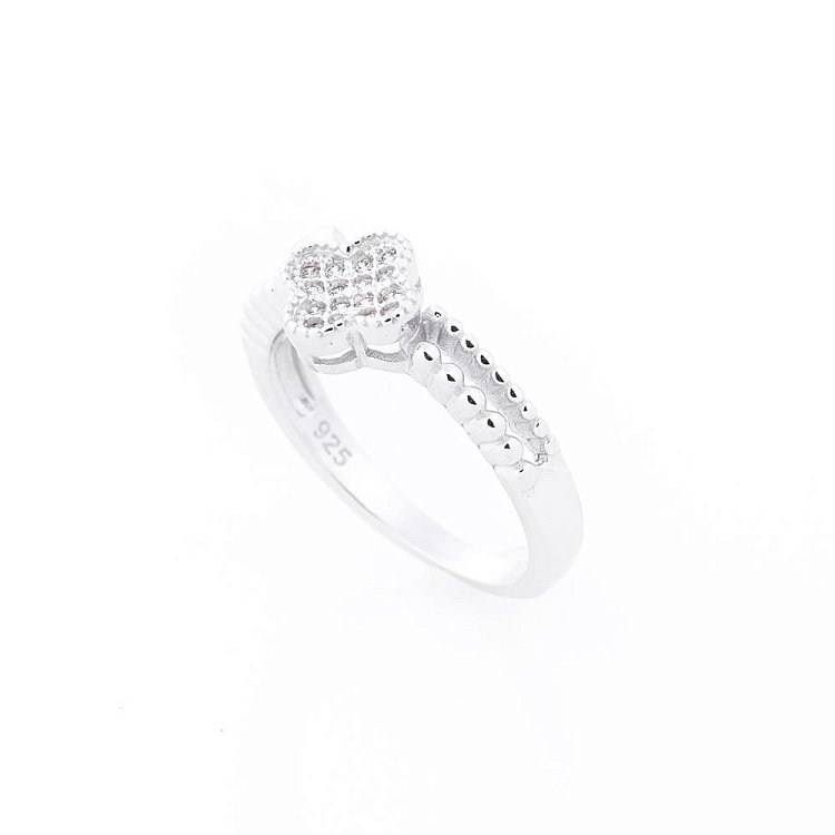 Срібний перстень "Конюшина" з фіанітами 112024 від ювелірного магазину Онікс - 2