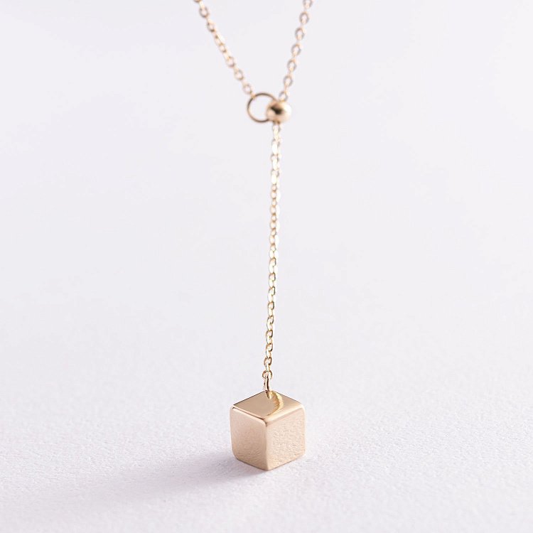 Кольє з кубиком в жовтому золоті 860355М від ювелірного магазину Онікс - 2