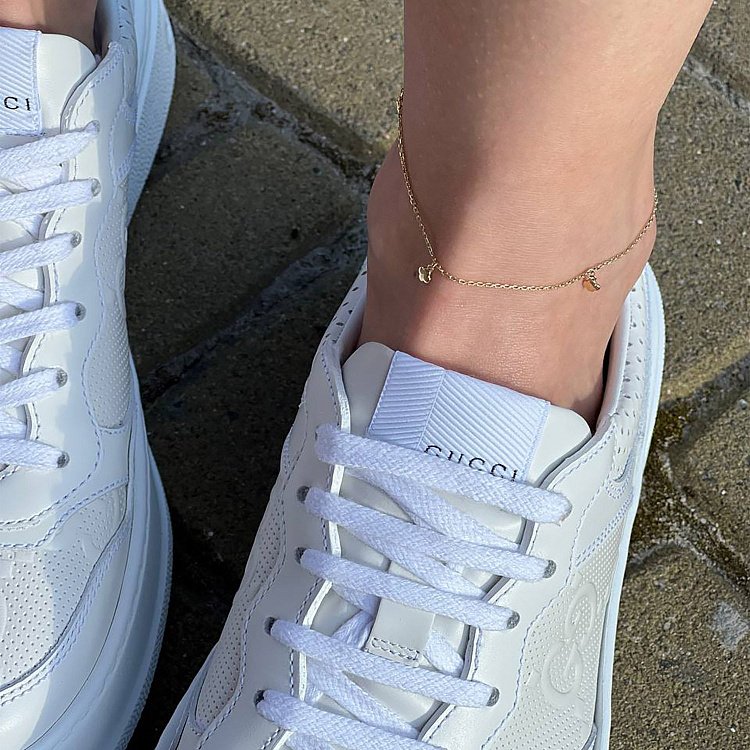 Золотой браслет на ногу "Клевер" б04838 от ювелирного магазина Оникс - 1