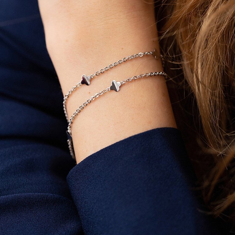 Двойной браслет "Клевер" в белом золоте б05180 от ювелирного магазина Оникс - 3