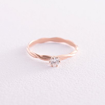 Заручальна золота каблучка з діамантом 229072421 №3