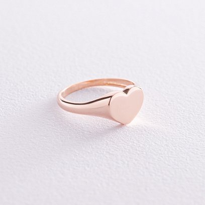 Каблучка "Сердечко" в червоному золоті (можливе гравіювання) к07144 №6