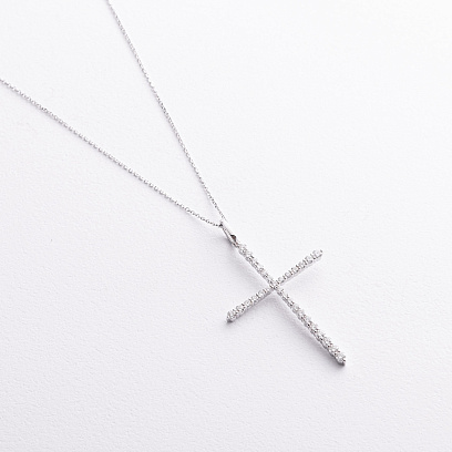 Золоте кольє "Хрестик" з діамантами колб0189va