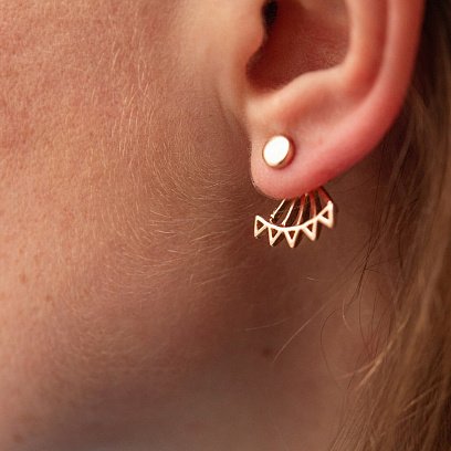 Серьги - джекеты "Фрида" в красном золоте с07954