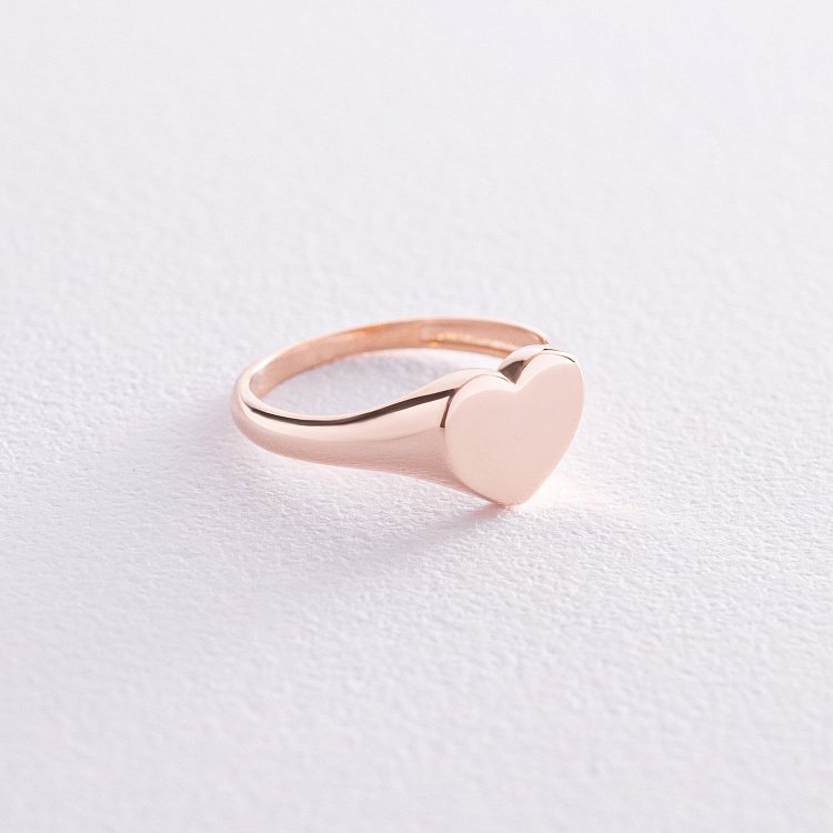 Каблучка "Сердечко" в червоному золоті (можливе гравіювання) к07144 - 6 Каблучка "Сердечко" в червоному золоті (можливе гравіювання) к07144 від ювелірного магазину Онікс - 6