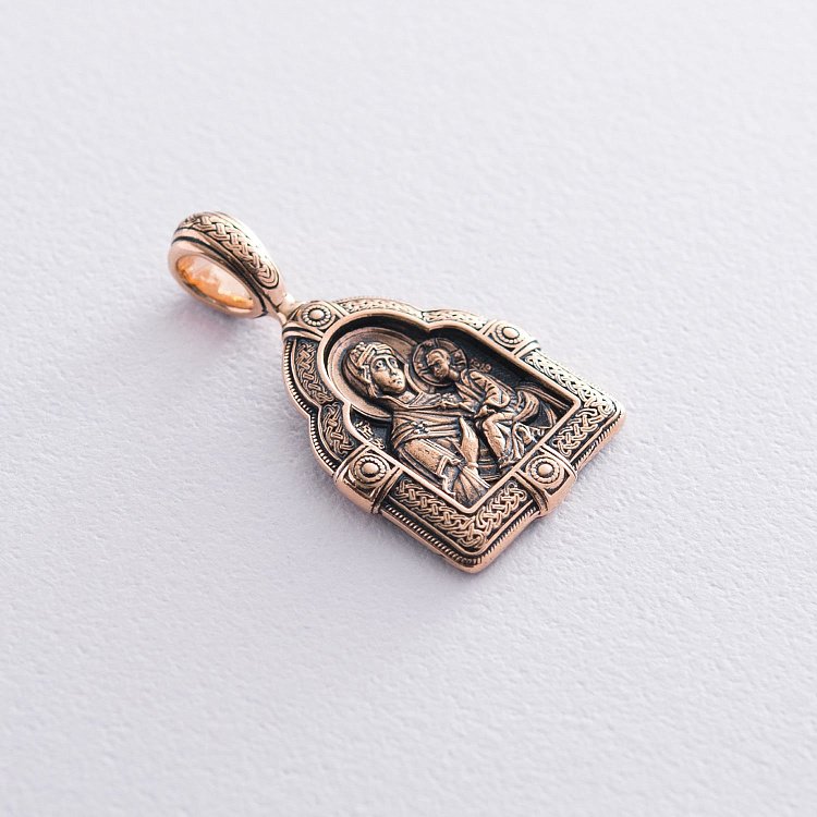 Подвеска "Икона Божией Матери Тихвинской" (чернение) п00790 от ювелирного магазина Оникс