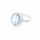 Срібний перстень з блакитним топазом і фіанітами 111453 от ювелирного магазина Оникс - 1