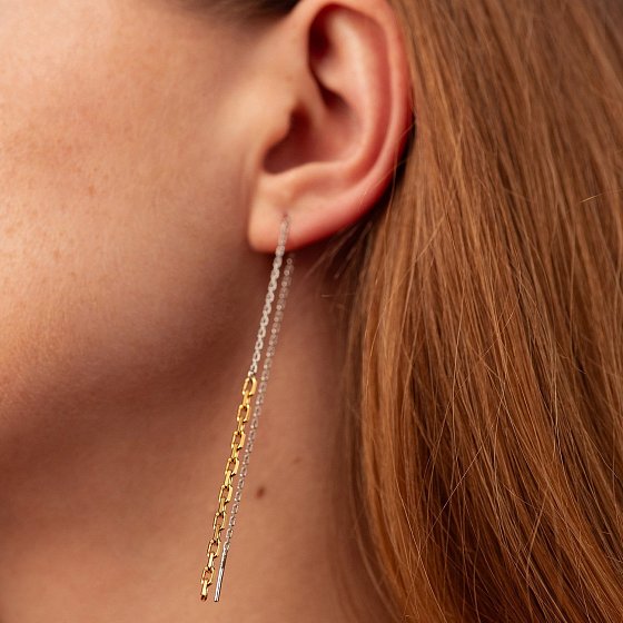 Серебряные серьги - протяжки "Celine" (позолота) 123352 №4
