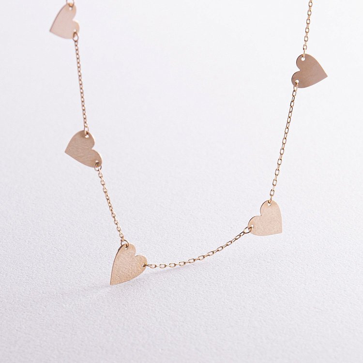 Золотое колье с сердечками кол01446 от ювелирного магазина Оникс