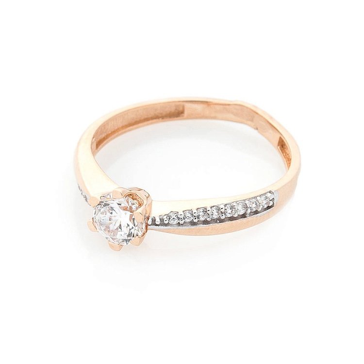 Золотое помолвочное кольцо с фианитами к03325 от ювелирного магазина Оникс - 1