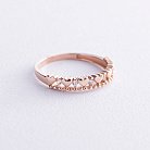 Золотое кольцо "Сердечки" с фианитами к07045 от ювелирного магазина Оникс