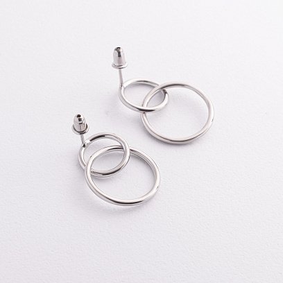 Сережки - пусети "Кільця" в сріблі 122629 №6