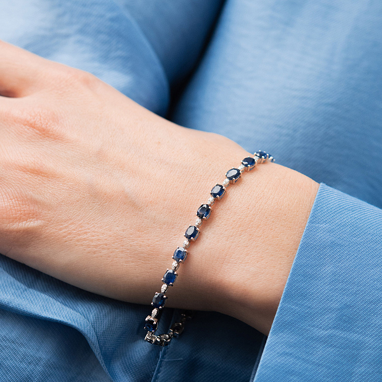 Золотий браслет з сапфірами і діамантами бб0064rc від ювелірного магазину Онікс - 1