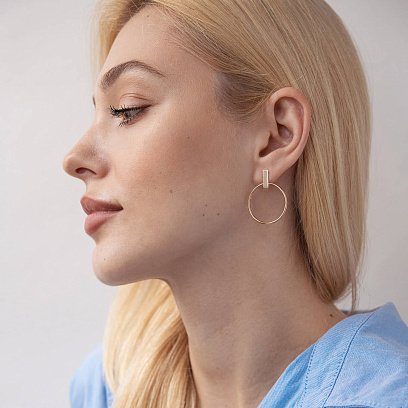 Сережки - пусети "Впевненість" у червоному золоті с07884 №2