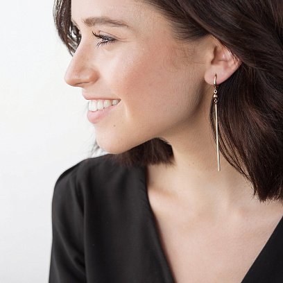 Золотые серьги на английской застежке с06381 №2