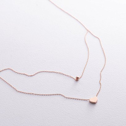 Подвійне золоте кольє "Кулька і серце" кол02274 №4