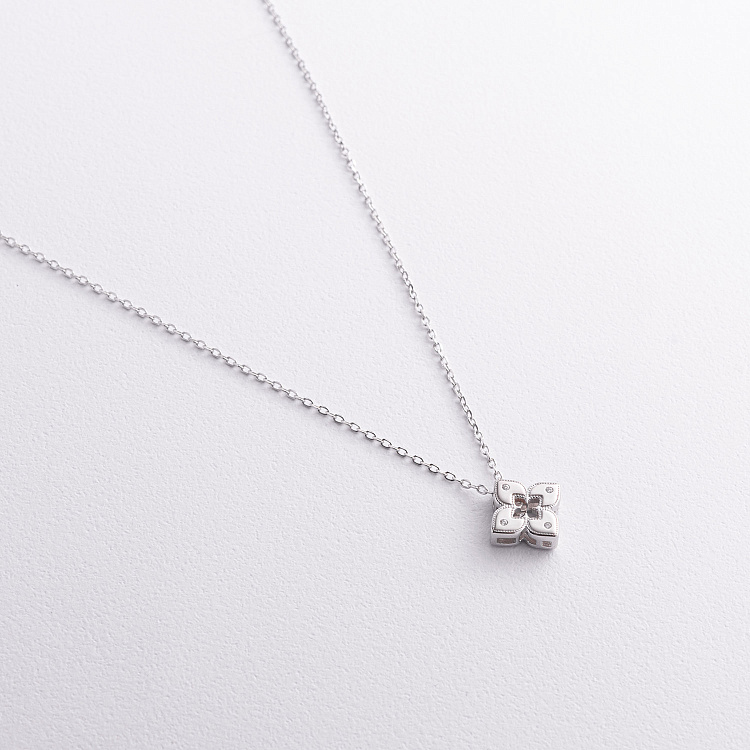 Срібне кольє "Конюшина" з фіанітами 181366 від ювелірного магазину Онікс - 1