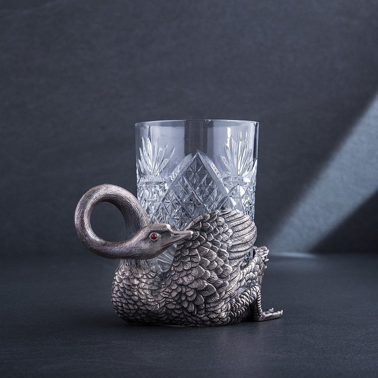 Срібний підстаканник ручної роботи "Лебідь" сер00014л від ювелірного магазину Онікс