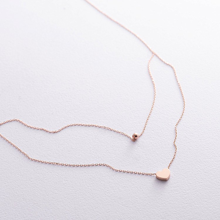 Подвійне золоте кольє "Кулька і серце" кол02274 від ювелірного магазину Онікс - 3