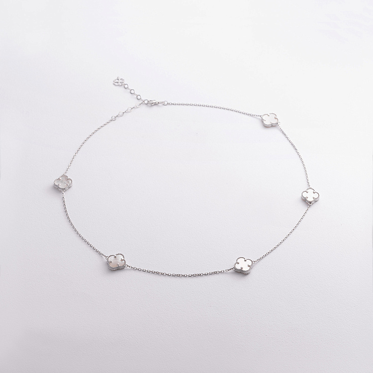 Срібне кольє "Конюшина" (перламутр) 181339 від ювелірного магазину Онікс