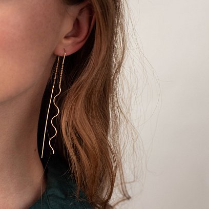 Серьги - протяжки "Милли" в желтом золоте с07382