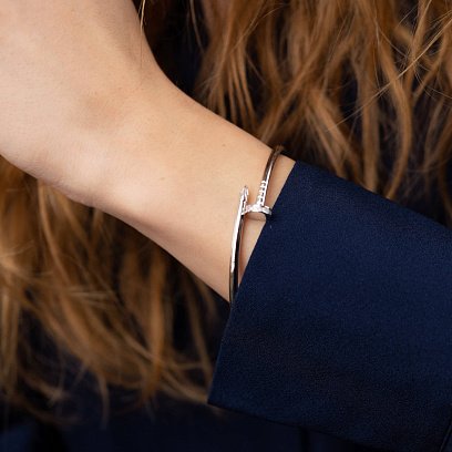 Браслет "Гвоздь" в белом золоте (фианиты) б05172 №2