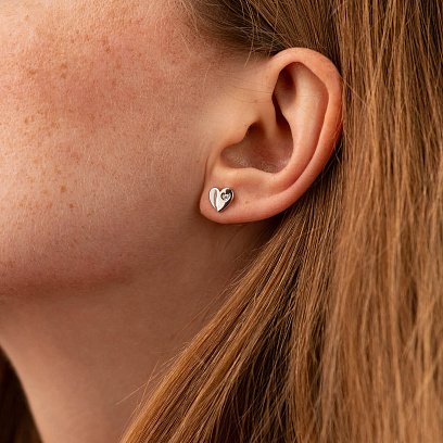 Золотые серьги "Сердечки" с фианитами с06722 №6