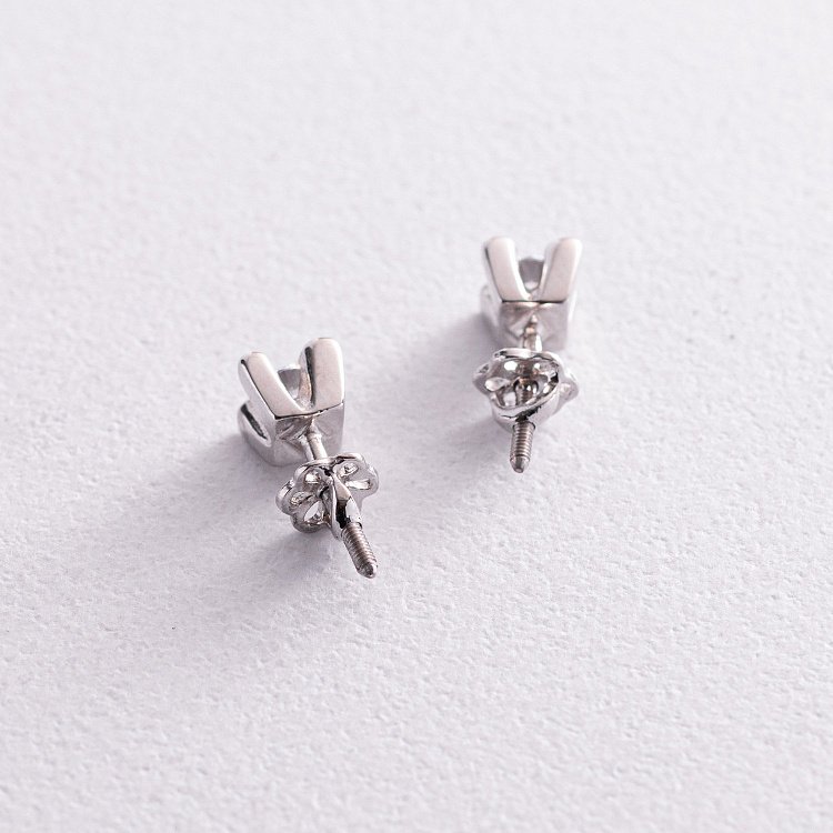 Серебряные серьги - пусеты с фианитами 12325 от ювелирного магазина Оникс - 2