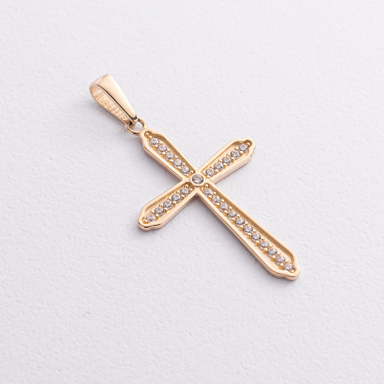 Крестик в желтом золоте (фианиты) п04042 от ювелирного магазина Оникс