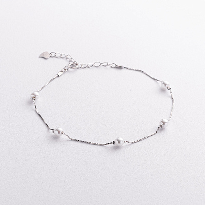 Серебряный браслет с жемчугом 141908