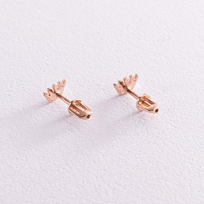 Золотые серьги - пусеты "Короны" с04355 №3