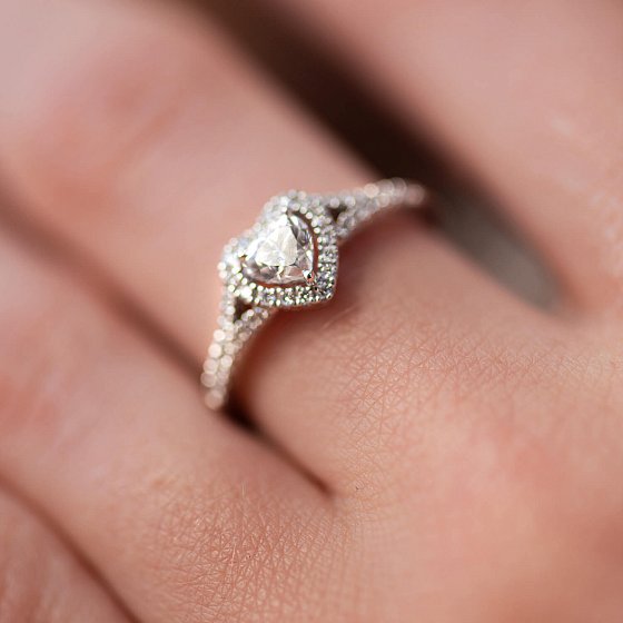 Золотое кольцо "Сердечко" с бриллиантами кб0484nl №4