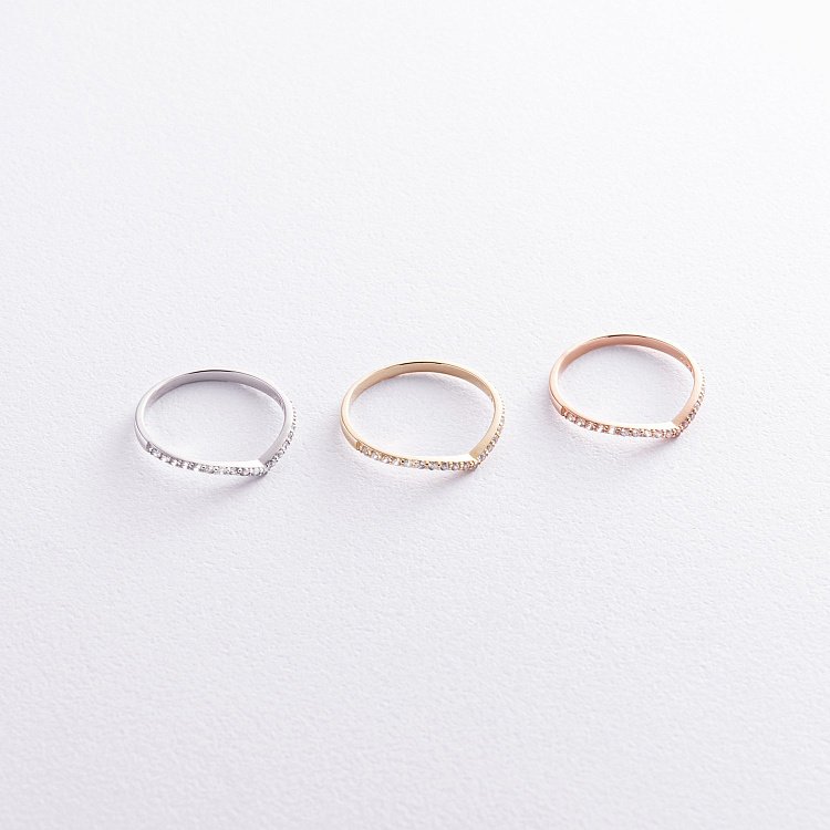 Каблучка "Особлива" з фіанітами (жовте золото) к07467 від ювелірного магазину Онікс - 4