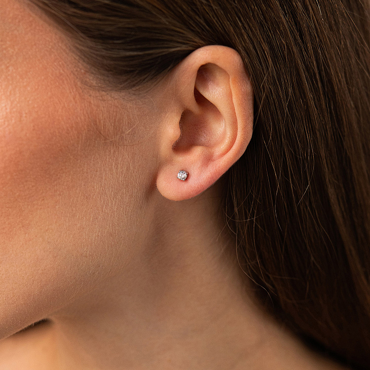 Золоті сережки-пусети (діамант) сб0343di від ювелірного магазину Онікс - 2