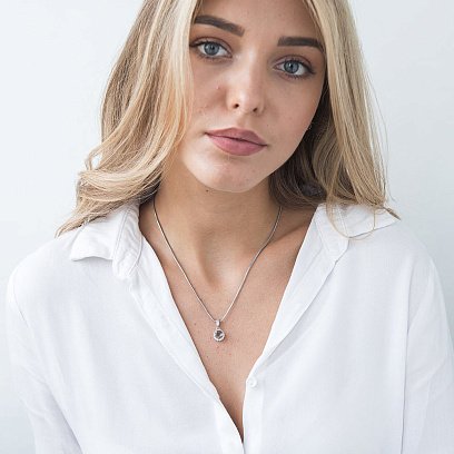 Золотий кулон (димчастий топаз, фіаніти) п01336б №2