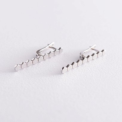 Срібні сережки "Грані" 122909 №3