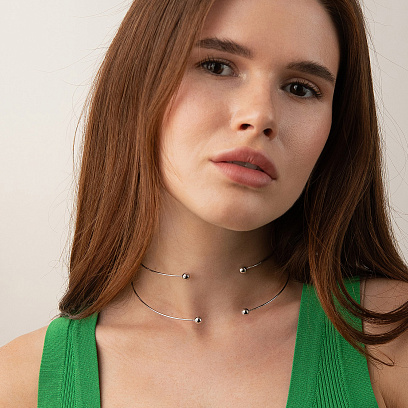 Колье - чокер "Demi" (белое золото) с шариками кол02617 №2