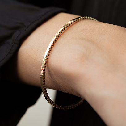 Жесткий браслет "Kylie" в желтом золоте mini б05543 №4