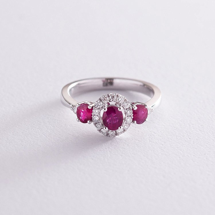 Золотое кольцо с рубинами и бриллиантами DR13935Rcha от ювелирного магазина Оникс