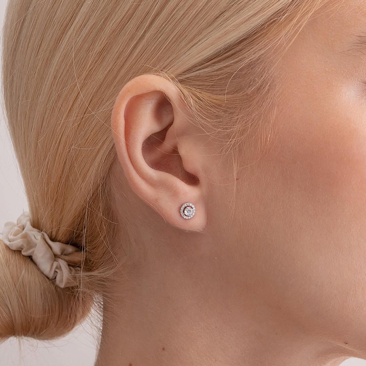 Золотые серьги - пусеты 2 в 1 с бриллиантами 330671121 от ювелирного магазина Оникс - 7