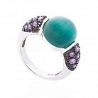 Серебряное кольцо (им. улексит, фианит) 112168 от ювелирного магазина Оникс