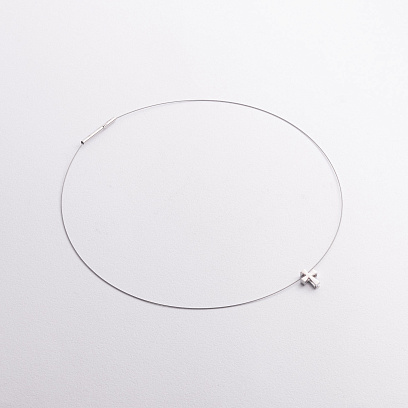 Открывающийся крестик Минимал в белом золоте п03176 №2