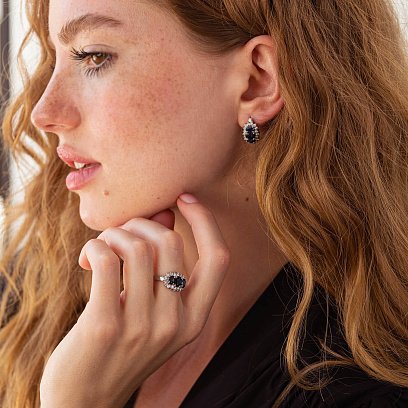 Золотые серьги с бриллиантами и сапфирами с2189 №4