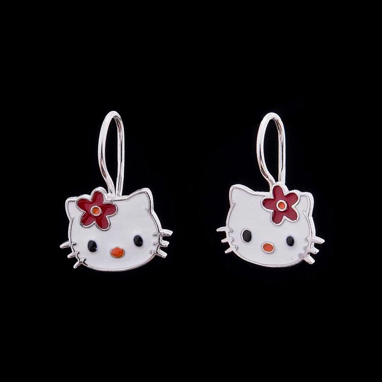 Серьги детские Hello Kitty (эмаль) 121779к от ювелирного магазина Оникс - 3