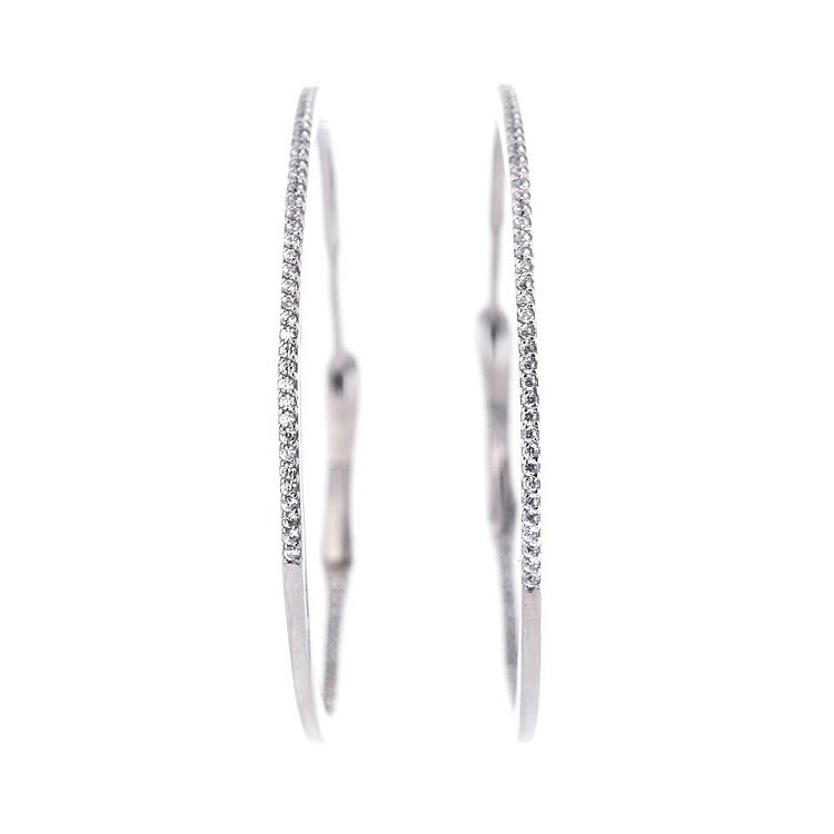 Золотые серьги-кольца (фианиты) с321 от ювелирного магазина Оникс - 1