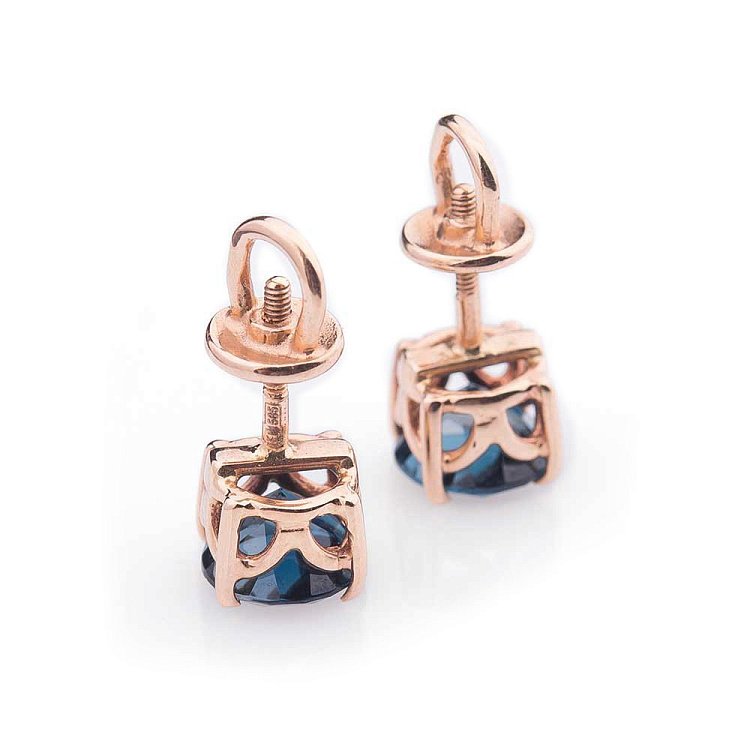 Золотые серьги с топазом "Лондон голубой" сб333лт - 2 Золотые серьги с топазом "Лондон голубой" сб333лт от ювелирного магазина Оникс - 2