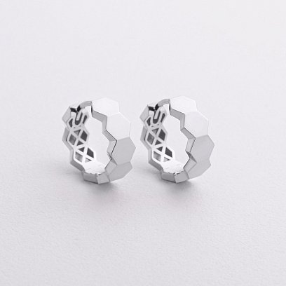 Серьги - кольца "Miranda" в белом золоте с09333