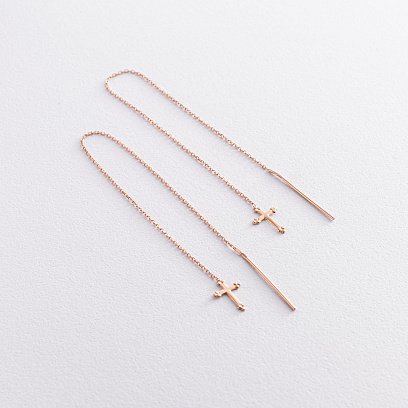 Золоті сережки - протяжки "Хрестики" с05234