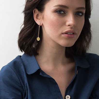 Сережки "Монетки" з червоного золота с06354 №5