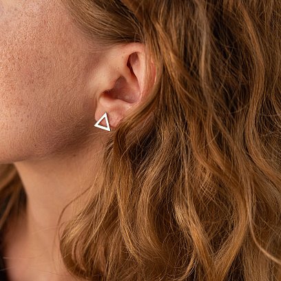 Золоті сережки-пусети "Трикутники" с06413 №5